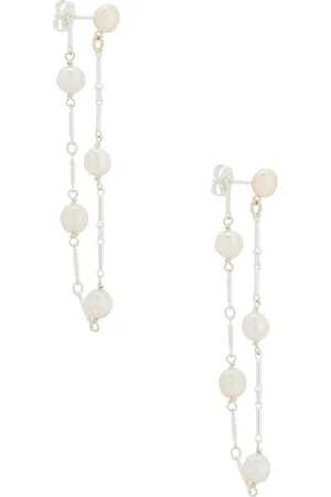 LOREN STEWART Pearl Chain Earring in Sterling Silver - White. Size all.
