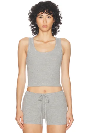 ÉTERNE Square Neck Tank Top in Heather Grey - Grey. Size L (also in M, S, XL, XS).