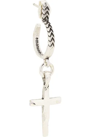 EMANUELE BICOCCHI Polished Cross Earring in Sterling Silver - Metallic Silver. Size all.