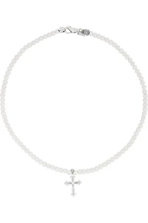 EMANUELE BICOCCHI Pearl Necklace With Cross in White & Silver - White. Size all.