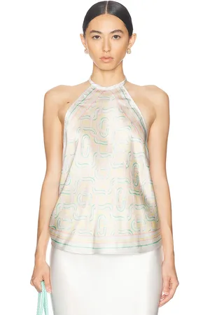 Casablanca Scarf Top in Crayon Monogram - Cream. Size 36 (also in 40).