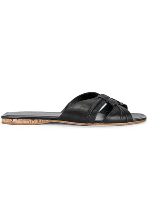 The Row Soft Knot Flat Sandal in Black & Cork - Black. Size 39.5 (also in ).