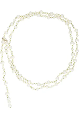 LOREN STEWART Pearl Wrap Necklace & Belt in Sterling Silver - White. Size all.