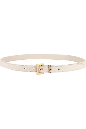Saint Laurent Logo Leather Belt in Crema Soft - Cream. Size 65 (also in 70, 80, 85, 90).