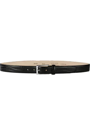 AUREUM Crocodile Embossed Belt in Black & Silver - Black. Size M/L (also in ).