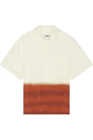Oas Vista Girona Linen Shirt in Red - Cream. Size L (also in ).