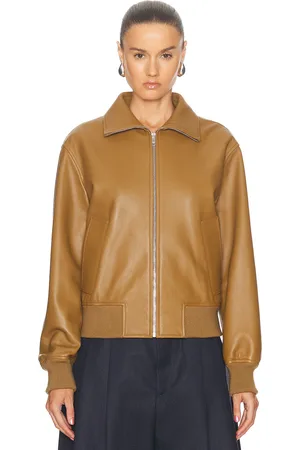 Bottega Veneta Leather Bomber Jacket in Acorn - Brown. Size 36 (also in ).