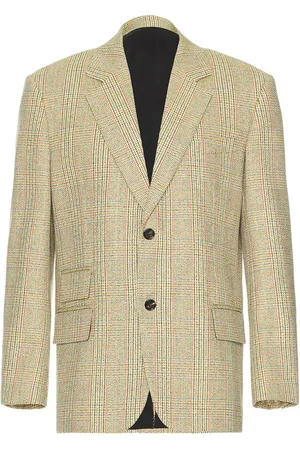 Bottega Veneta Distorted Prince Of Wales Jacket in Beige Yellow & Blue - Brown. Size 48 (also in ).