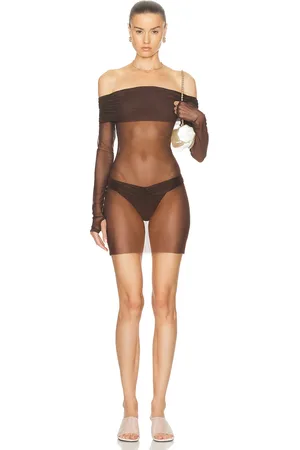 Bananhot Lena Mini Dress in Dark Brown - Brown. Size S (also in ).