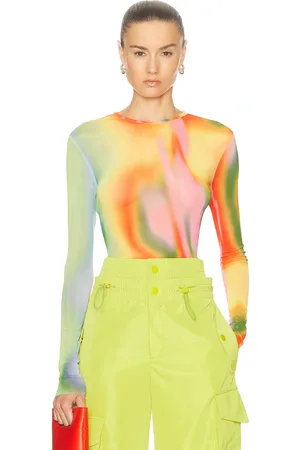 MONSE Rainbow Heatwave Mesh Top in Multi - Yellow. Size XS (also in ).
