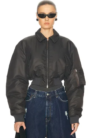 Acne Studios Shiny Nylon Bomber Jacket in Anthracite Grey - Grey. Size 42 (also in ).