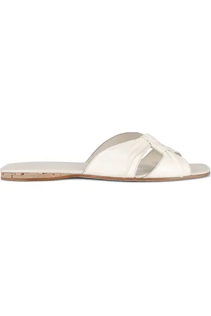 The Row Soft Knot Flat Sandal in Chocolat Blanc & Cork - Ivory. Size 40 (also in ).