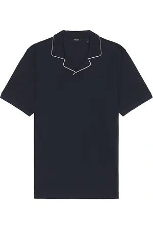 THEORY Tailor Short Sleeve Polo in Baltic - Grey. Size M (also in ).