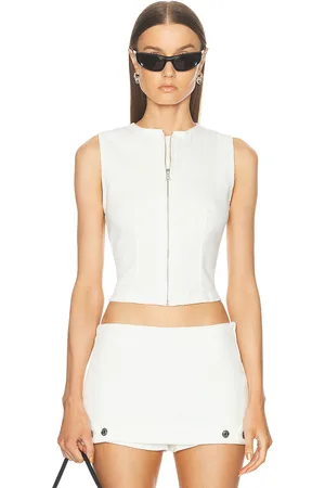 SER.O.YA Ally Stretch Denim Vest Top in White - White. Size M (also in XL).