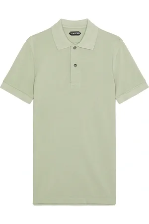 Tom Ford Tennis Piquet Short Sleeve Polo in Menthol - Green. Size 46 (also in 48, 50, 52).