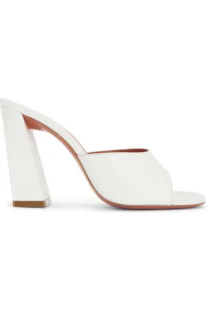 Amina Muaddi Brigitte 95 Slipper Mule in White - White. Size 36 (also in 36.5, 38, 38.5, 39, 41).