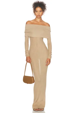 Helsa Justin Maxi Dress in Beige - Beige. Size L (also in M, XL, XS).