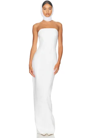 Helsa Linen Strapless Maxi Dress in Natural White - White. Size L (also in M, S, XL, XS).