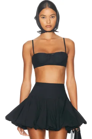 Helsa Poplin Bra in Black - Black. Size M (also in S, XL, XXS).