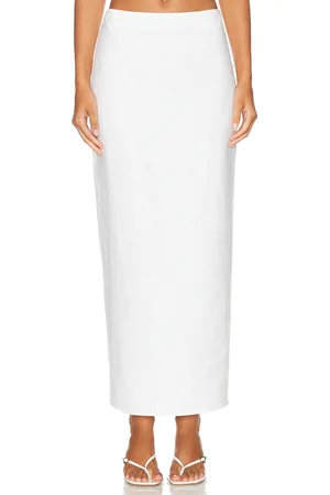 Helsa Linen Maxi Skirt in Natural White - White. Size XL (also in L, XXS).