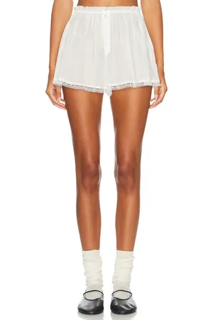 Helsa Voile Cheeky Shorts in Ivory - Ivory. Size M (also in XL).