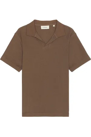 Frame Jacquard Polo in Soft Mocha - Brown. Size L (also in ).