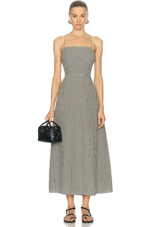 POSSE Lori Dress in Gingham Black & Cream - Black. Size L (also in ).