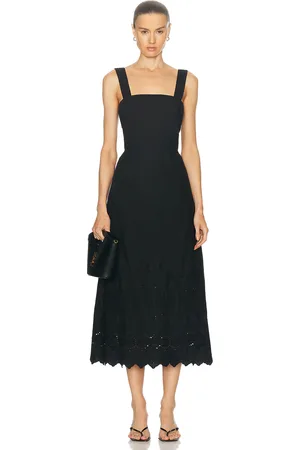 POSSE Amelia Square Neck Dress in Black - Black. Size L (also in ).