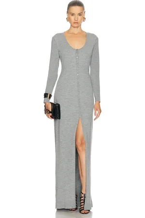 Tom Ford Henley Long Dress in Grey Melange - Grey. Size L (also in M, XS).