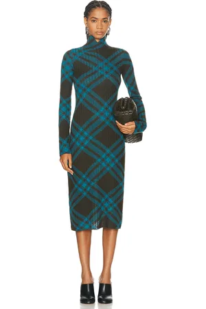 Burberry Turtleneck Midi Dress in Snug IP Check - Blue. Size S (also in XS).