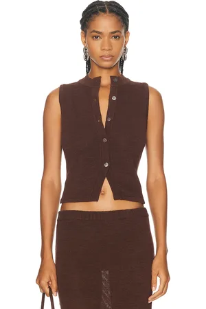 SER.O.YA Alani Knit Vest Top in Coconut - Brown. Size L (also in M, S, XL).