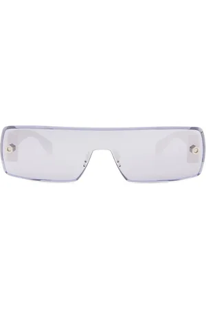 Alaïa Lettering Logo Rectangular Sunglasses in Silver - Metallic Silver. Size all.