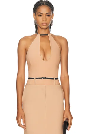 The Attico Plunge Neck Tank Top in Nude - Neutral. Size 38 (also in 44).