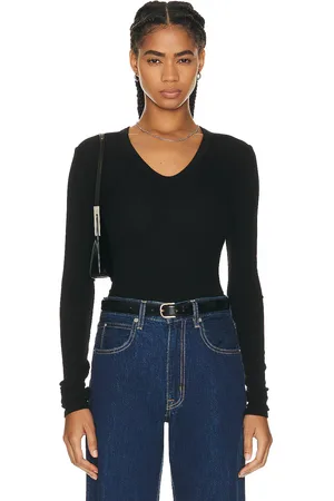 ENZA COSTA Rib Bold Long Sleeve Top in Black - Black. Size XS (also in ).