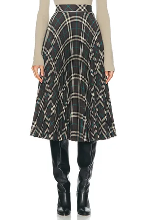 Burberry Pleated Midi Skirt in Snug IP Check - Grey. Size 2 (also in ).