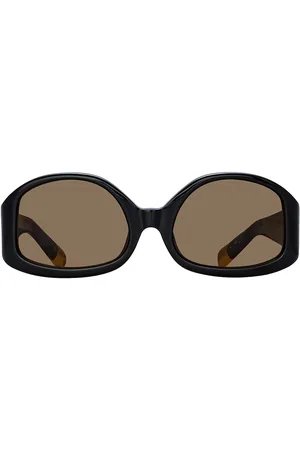 Jacquemus Rectangular Sunglasses in Colapso Black Yellow Gold & Brown - Black. Size all.