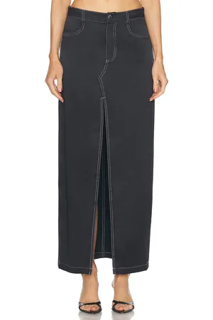 FLEUR DU MAL Silk Maxi Skirt in Black - Black. Size 0 (also in 2, 4, 6, 8).