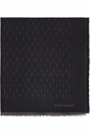 Saint Laurent Monogram Scarf in Black & Dark Grey - Black. Size all.