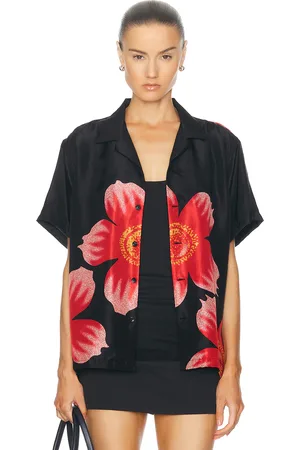 HARAGO Floral Printed Shirt in Black - Black. Size XS (also in ).