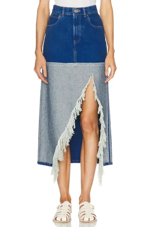 Marni Midi Skirt With Side Slit in Ocean - Denim-Dark. Size 44 (also in ).