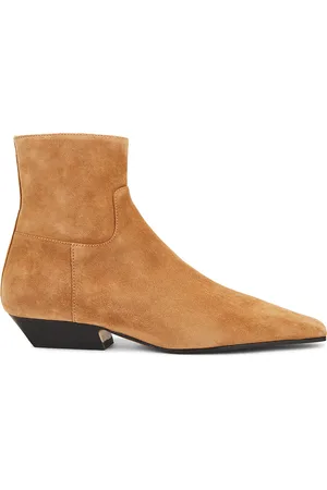 Khaite Marfa Flat Ankle Boot in Camel - Tan. Size 38.5 (also in 39, 39.5, 40).