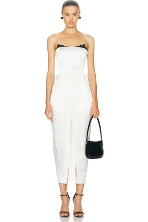 FLEUR DU MAL Silk Maxi Dress With Lace Cups in Ivory - Ivory. Size 2 (also in 6).