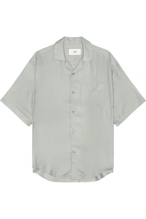 Ami Short Sleeves Boxy Shirt in Clay Blue - Blue. Size 38 (also in ).