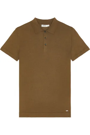 Simkhai Barron Short Sleeve Polo in Capers - Brown. Size M (also in S).