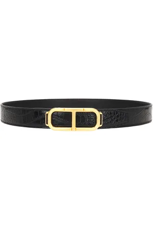 Tom Ford Croc Stadium Belt in Black - Black. Size 85 (also in 90).