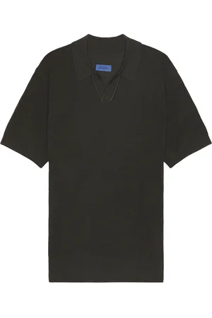 Saturdays NYC Alex Merino Wool Open Placket Polo in Army Green - Green. Size L (also in S, XL/1X).