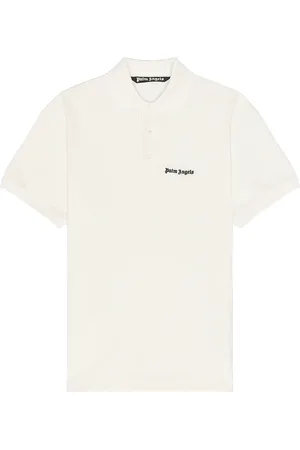 Palm Angels Classic Logo Embroidered Polo in Off White - White. Size L (also in M, XL/1X).