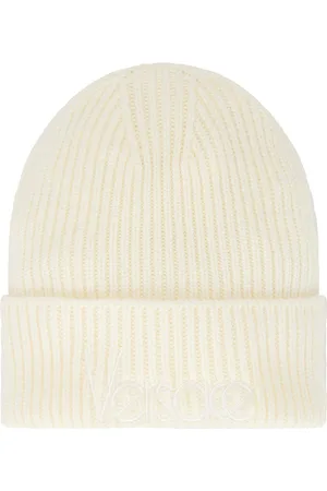 VERSACE Beanie in Ivory - Ivory. Size all.