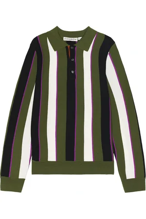 ZANKOV Artem Merino Polo in Khaki Multi - Olive. Size L/XL (also in S/M).