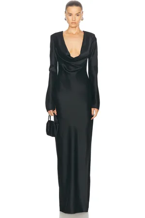 SANS FAFF Anna Cowl Evening Dress in Black - Black. Size M (also in S, XS).
